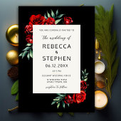 Moderne klassische Rote Rose Schwarzer Blumenrahme Einladung