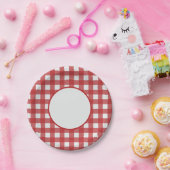 Moderne klassische rote und hellgraue Gingham-Must Pappteller (Party)