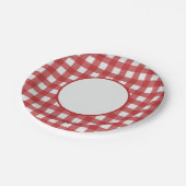 Moderne klassische rote und hellgraue Gingham-Must Pappteller (Schrägansicht)