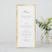 Moderne klassische Scheingold-Perlen-Hochzeit Menükarte (Stehend Vorderseite)