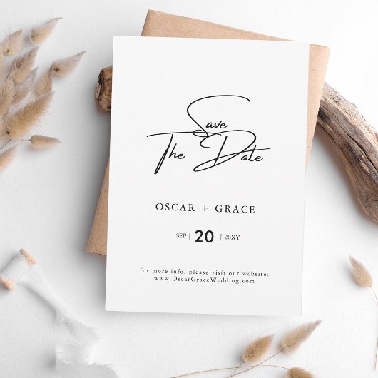 Moderne klassische Schrift Save the Date Einladung
