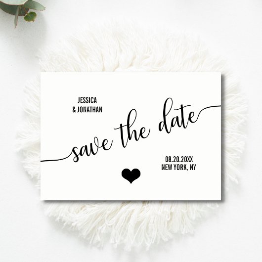 Moderne, klassische Schwarz-Hochzeit SPAREN DAS DA Ankündigungspostkarte