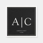 Moderne klassische Schwarz-Monogramm-Hochzeit Serviette (Vorderseite)
