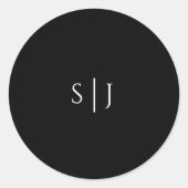 Moderne klassische Schwarz-Monogramm-Hochzeitstick Runder Aufkleber (Vorderseite)