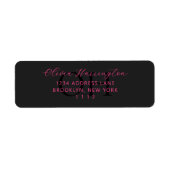 Moderne klassische Schwarz-Pink-Script-Adresse (Vorne)