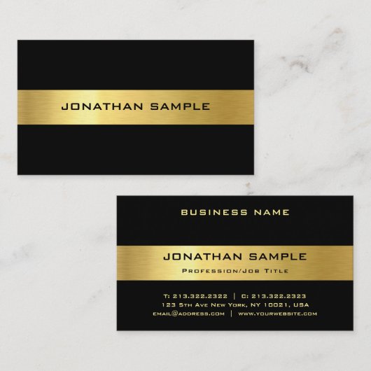 Moderne, klassische Schwarz- und Gold-modische Lux Visitenkarte (Vorne/Hinten)