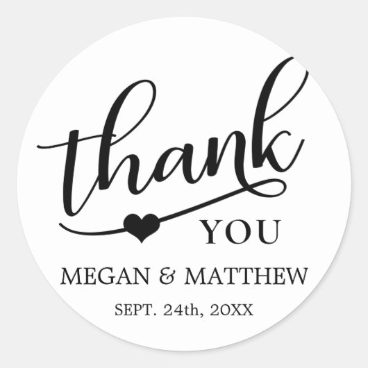 Moderne klassische Schwarz-Weiß-Hochzeit Vielen Da Runder Aufkleber (Vorderseite)