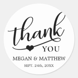 Moderne klassische Schwarz-Weiß-Hochzeit Vielen Da Runder Aufkleber