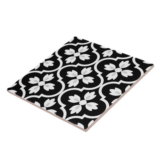 Moderne klassische Schwarz-Weiß-Spanisch Mittelmee Fliese (Seite)