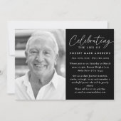 Moderne klassische Schwarz-weiße Feier des Lebens Einladung (Vorderseite)