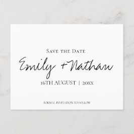 Moderne klassische Schwarz-weiße Hochzeit S Ankündigungspostkarte