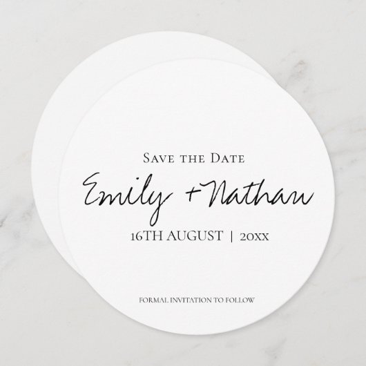 Moderne klassische Schwarz-weiße Hochzeit S Save The Date (Vorne/Hinten)