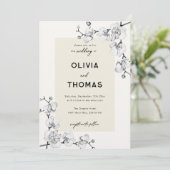 Moderne klassische Schwarz-weiße Orchideen Einladung (Stehend Vorderseite)