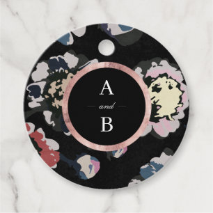 Moderne klassische schwarze abstrakte florale Mono Geschenkanhänger