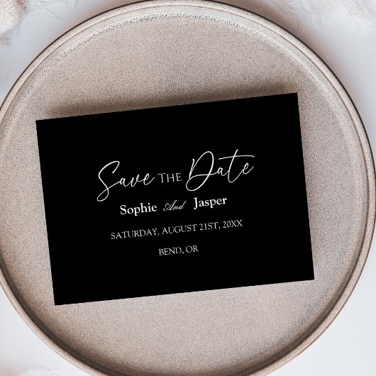 Moderne klassische schwarze flache Save-the-Date-K Save The Date