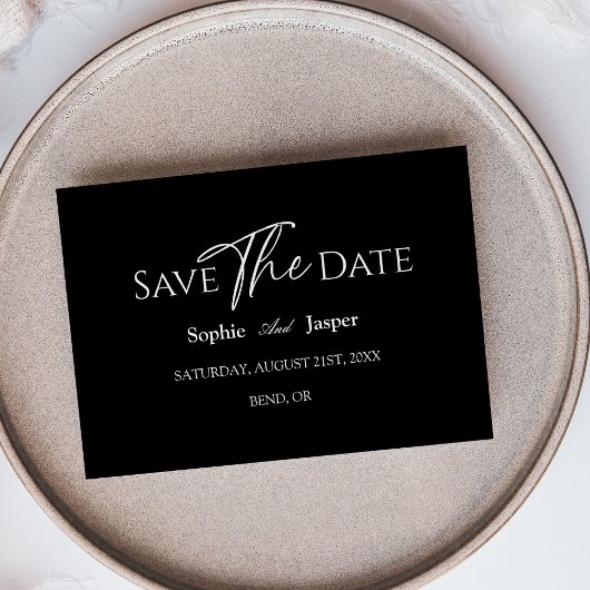 Moderne klassische schwarze Hochzeit Flach Save Th The Date