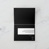 Moderne klassische Schwarze Hochzeit geklappt Dank Dankeskarte (Innenseite)