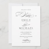 Moderne klassische Script-Hochzeit Einladung (Vorderseite)
