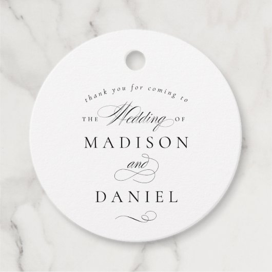 Moderne klassische Script-Hochzeit Geschenkanhänger (Vorderseite)