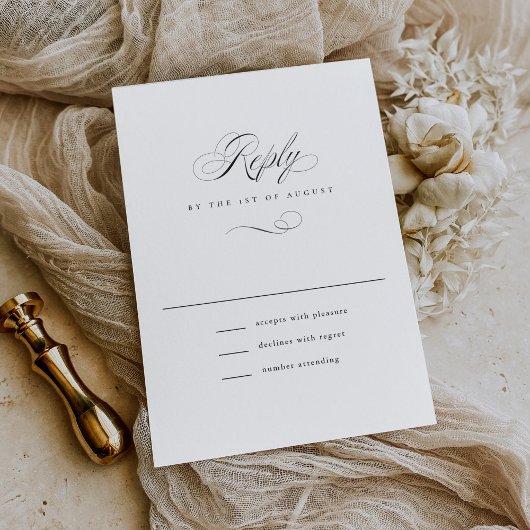 Moderne klassische Script-Hochzeit RSVP Karte