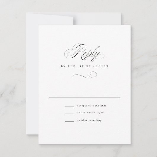 Moderne klassische Script-Hochzeit RSVP Karte (Vorderseite)