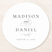 Moderne klassische Script-Hochzeit Runder Pappuntersetzer (Vorderseite)