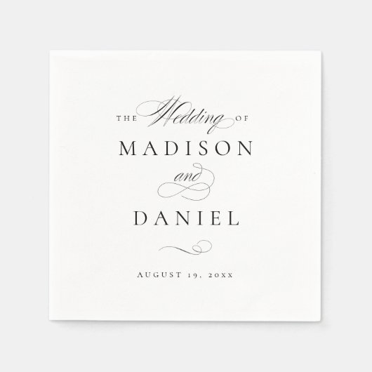 Moderne klassische Script-Hochzeit Serviette (Vorderseite)