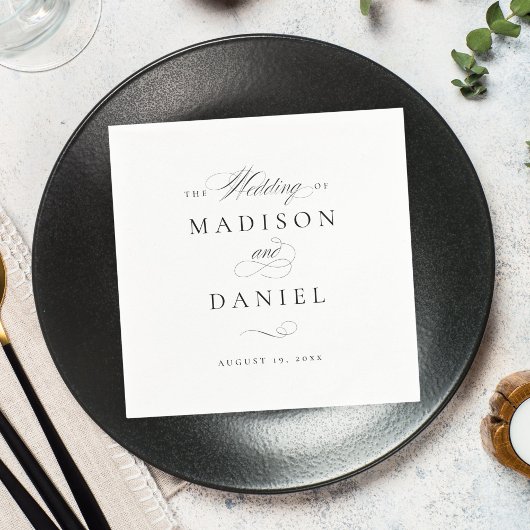 Moderne klassische Script-Hochzeit Serviette