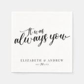 Moderne klassische Script-Hochzeit Serviette (Vorderseite)