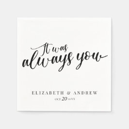 Moderne klassische Script-Hochzeit Serviette