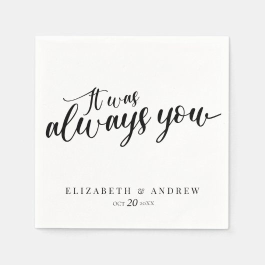 Moderne klassische Script-Hochzeit Serviette (Vorderseite)