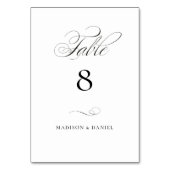 Moderne klassische Script-Hochzeit Tischnummer (Vorderseite)