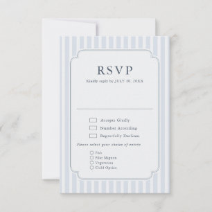 Moderne klassische Streifen Hochzeit in staubigem RSVP Karte