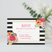 Moderne klassische Streifenpferde-Hochzeit RSVP Karte (Stehend Vorderseite)