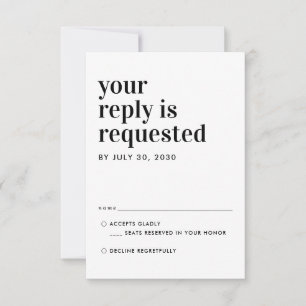 Moderne klassische Typografie-Antwort Hochzeitssze RSVP Karte