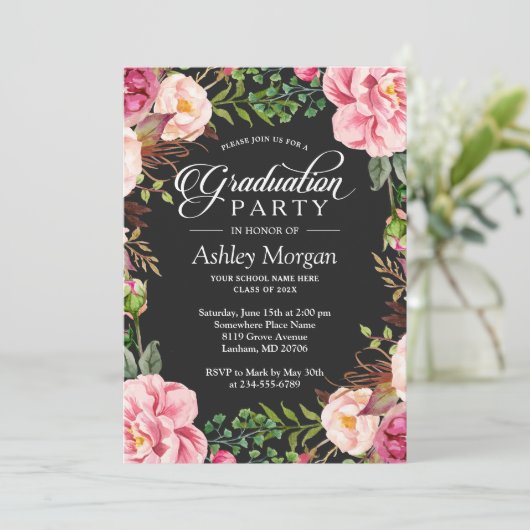 Moderne klassische Typografie-Blumenstudium Einladung (Stehend Vorderseite)