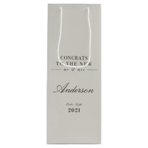 Moderne klassische Typografie Mr. und Mrs. Geschenktüte Für Weinflaschen