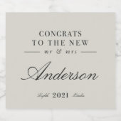 Moderne klassische Typografie Mr. und Mrs. Schaumweinetikett (Einzelnes Label)