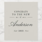 Moderne klassische Typografie Mr. und Mrs. wedding Weinetikett (Einzelnes Label)
