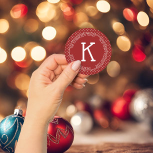 Moderne klassische Weihnachten Rustikal rote Punkt Runder Aufkleber