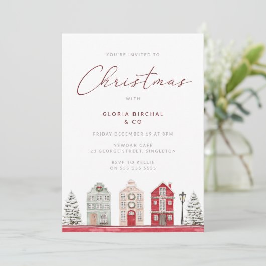 Moderne klassische Weihnachtsfeier zum Party Einladung (Stehend Vorderseite)