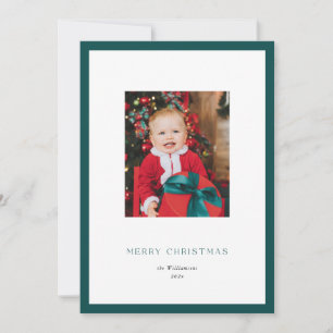 Moderne klassische Weihnachtsfotokarte mit grünem  Feiertagskarte
