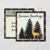 Moderne klassische Weihnachtskarte mit Goldhirsche Feiertagskarte (Vorne/Hinten)