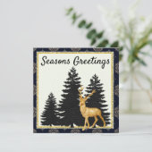 Moderne klassische Weihnachtskarte mit Goldhirsche Feiertagskarte (Stehend Vorderseite)