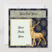 Moderne klassische Weihnachtskarte mit Goldhirsche Feiertagskarte (Rückseite)
