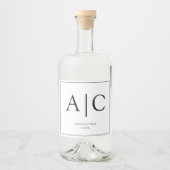 Moderne klassische White Monogram Wedding Alkoholflaschenetikett (Vorderseite)