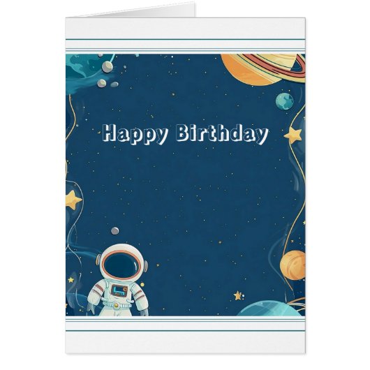 Moderne kleine Astronaut-Grußkarte - Blau (Vorne)