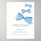 Moderne kleine Bow Frame Boy Baby Dusche Willkomme Poster (Vorne)