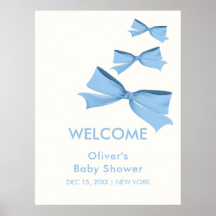 Moderne kleine Bow Frame Boy Baby Dusche Willkomme Poster