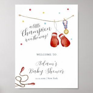 Moderne kleine Champion-Boxen-Baby-Party-Willkomme Poster